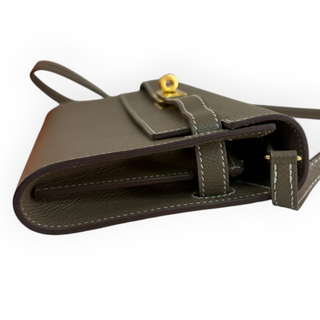Hermès Etoupe Epsom Kelly Classique Wallet with Gold Hardware
