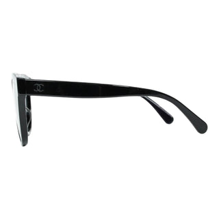 Chanel Black Logo Cat Eye Sunglasses  Acetate Grey Lenses
