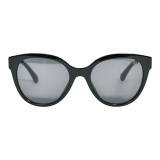 Chanel Black Logo Cat Eye Sunglasses  Acetate Grey Lenses