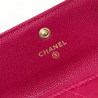 Chanel  Caviar Quilted Compact Boy Wallet Dark Pink