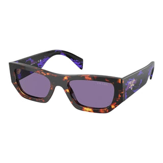 Prada Rectangular Tortoiseshell Sunglasses with Purple Lenses