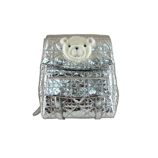 Christian Dior Silver Metallic Cannage Teddy Bear Backpack