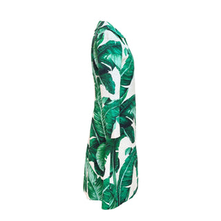 Dolce & Gabbana Banana Leaf Print Jacquard Long Coat