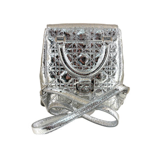Christian Dior Silver Metallic Cannage Teddy Bear Backpack