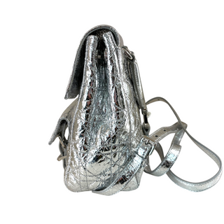 Christian Dior Silver Metallic Cannage Teddy Bear Backpack