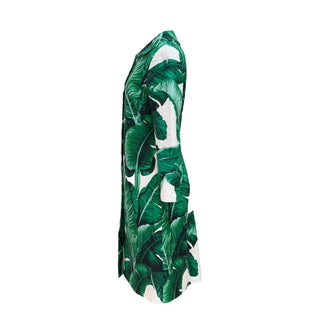 Dolce & Gabbana Banana Leaf Print Jacquard Long Coat