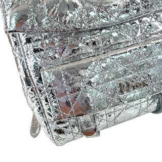 Christian Dior Silver Metallic Cannage Teddy Bear Backpack