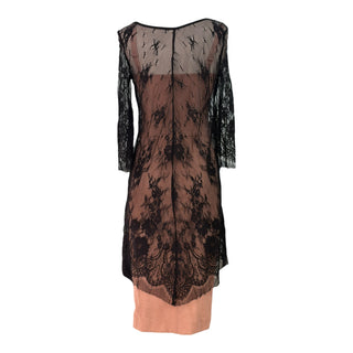Dolce & Gabbana Black Lace Overlay Dress with Nude Slip