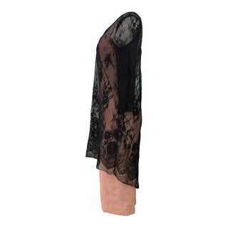 Dolce & Gabbana Black Lace Overlay Dress with Nude Slip