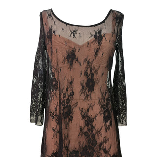 Dolce & Gabbana Black Lace Overlay Dress with Nude Slip