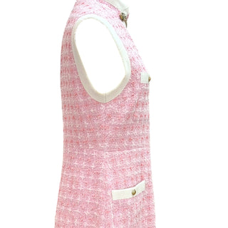 Gucci Pink Tweed Sleeveless Maxi Dress with Chain Detail