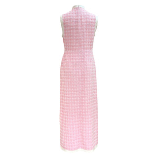 Gucci Pink Tweed Sleeveless Maxi Dress with Chain Detail