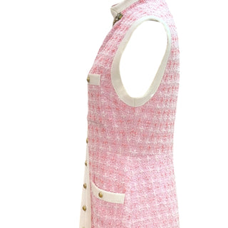 Gucci Pink Tweed Sleeveless Maxi Dress with Chain Detail