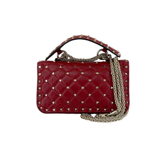 Valentino Garavani Red Rockstud Spike Quilted Leather Shoulder Bag