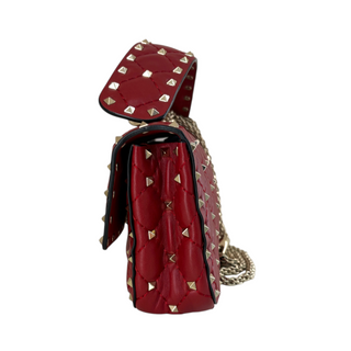 Valentino Garavani Red Rockstud Spike Quilted Leather Shoulder Bag
