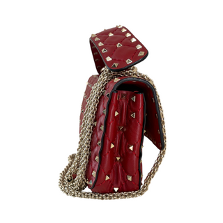 Valentino Garavani Red Rockstud Spike Quilted Leather Shoulder Bag