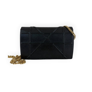 Christian Dior Black Grained Calfskin Diorama Wallet/Bag on Chain