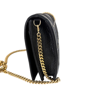 Christian Dior Black Grained Calfskin Diorama Wallet/Bag on Chain