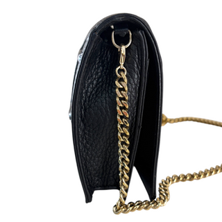 Christian Dior Black Grained Calfskin Diorama Wallet/Bag on Chain