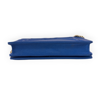 Christian Dior Blue Grained Calfskin Diorama Wallet/Bag on Chain