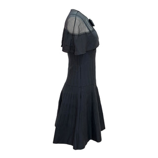 Chanel Black Sheer Panel Mini Dress with Detachable Silk Neck Tie