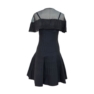 Chanel Black Sheer Panel Mini Dress with Detachable Silk Neck Tie