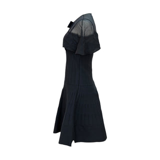 Chanel Black Sheer Panel Mini Dress with Detachable Silk Neck Tie
