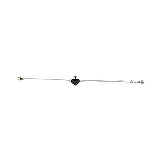 18K White Gold Diamond Heart Charm Bracelet with Spade Detail