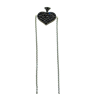 18K White Gold Diamond Heart Charm Bracelet with Spade Detail