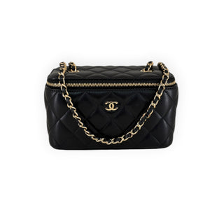 Chanel Black Quilted Lambskin Small Classic Vanity Case with Chain