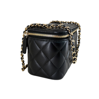 Chanel Black Quilted Lambskin Small Classic Vanity Case with Chain
