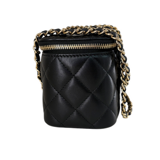 Chanel Black Quilted Lambskin Small Classic Vanity Case with Chain
