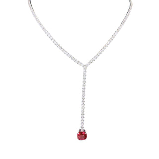 Lab-Grown Ruby & Diamond Y-Drop Necklace