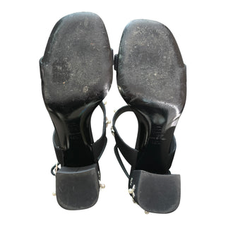 Chanel Black Star & Pearl Embellished T-Bar Sandals