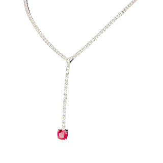 Lab-Grown Ruby & Diamond Y-Drop Necklace