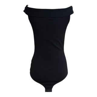 Alaïa Black Off-Shoulder Ribbed Bodysuit