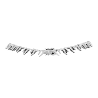 Lab-Grown Sapphire Cascade Drop Necklace in White Gold-Plated Sterling Silver