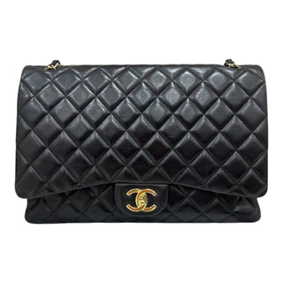 Chanel Black Lambskin Maxi Classic Double Flap Bag
