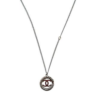 Chanel Silver CC Pendant Necklace