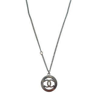 Chanel Silver CC Pendant Necklace
