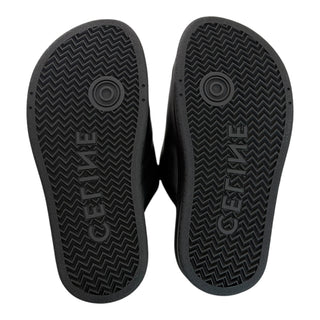 Celine Black Lambskin Block Triomphe Platform Slides