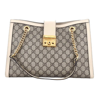 Gucci Beige/Ebony GG Supreme Padlock Medium Shoulder Bag