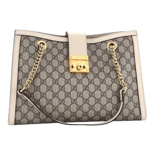 Gucci Beige/Ebony GG Supreme Padlock Medium Shoulder Bag