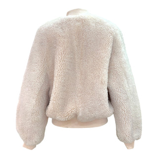 Balmain Cream Shearling Bomber Jacket