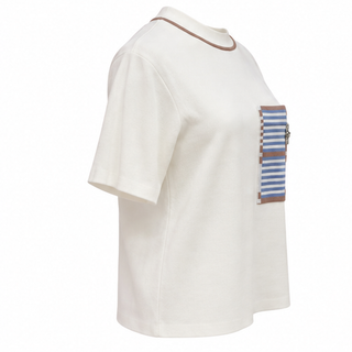 Hermès White Striped Pocket T-Shirt