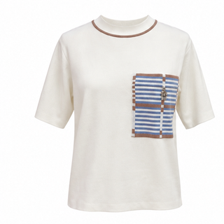 Hermès White Striped Pocket T-Shirt