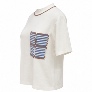 Hermès White Striped Pocket T-Shirt