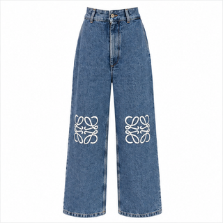 Loewe Blue Anagram Embroidered Straight Leg Jeans IT 38