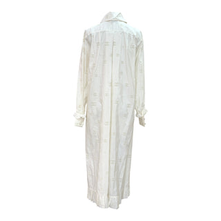 Chanel Ivory Silk CC Embroidered Ruffle Maxi Dress