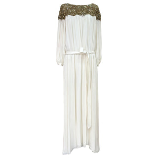 Marchesa Ivory Embellished Silk Gown